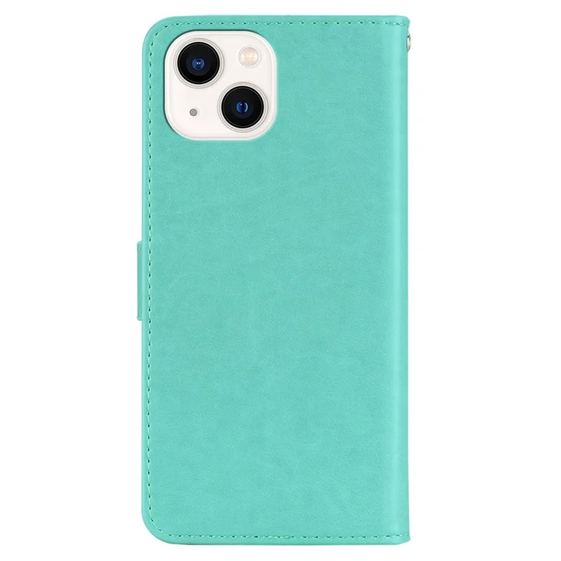 Für iPhone 15 Hülle Eule Muster PU Leder Ständer Brieftasche Flip Handyhülle - Cyan