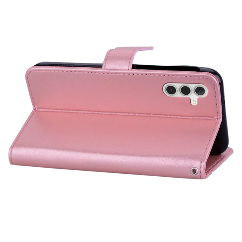 For Samsung Galaxy A25 5G (Global) (161.0 x 76.5 x 8.3mm) Case Imprinted Leather Wallet Cell Phone Stand Cover - Rose Gold