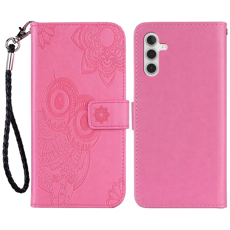 For Samsung Galaxy A25 5G (Global) (161.0 x 76.5 x 8.3mm) Case Imprinted Leather Wallet Cell Phone Stand Cover - Rose