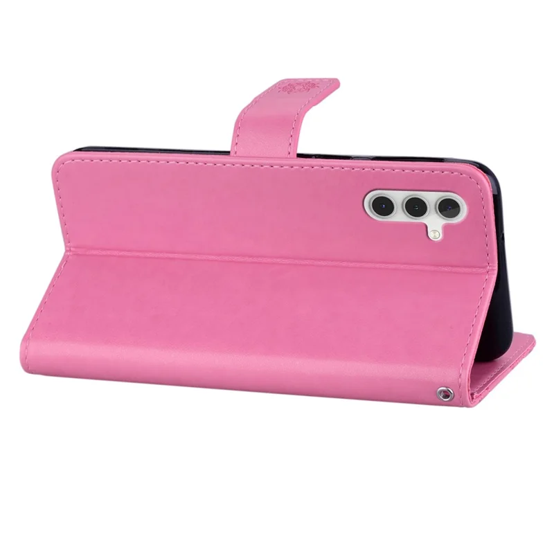 For Samsung Galaxy A25 5G (Global) (161.0 x 76.5 x 8.3mm) Case Imprinted Leather Wallet Cell Phone Stand Cover - Rose