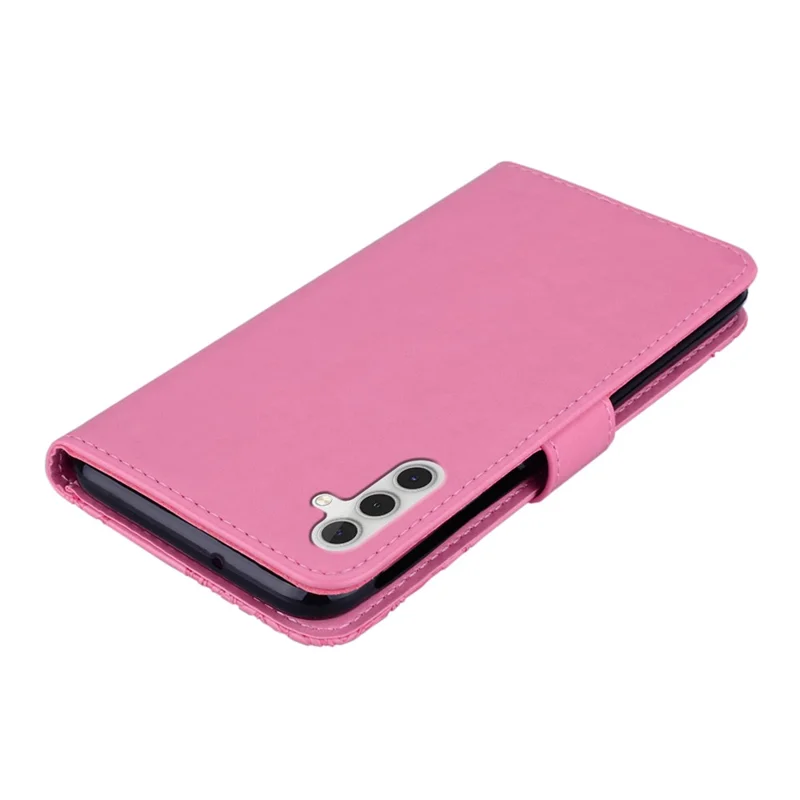 For Samsung Galaxy A25 5G (Global) (161.0 x 76.5 x 8.3mm) Case Imprinted Leather Wallet Cell Phone Stand Cover - Rose