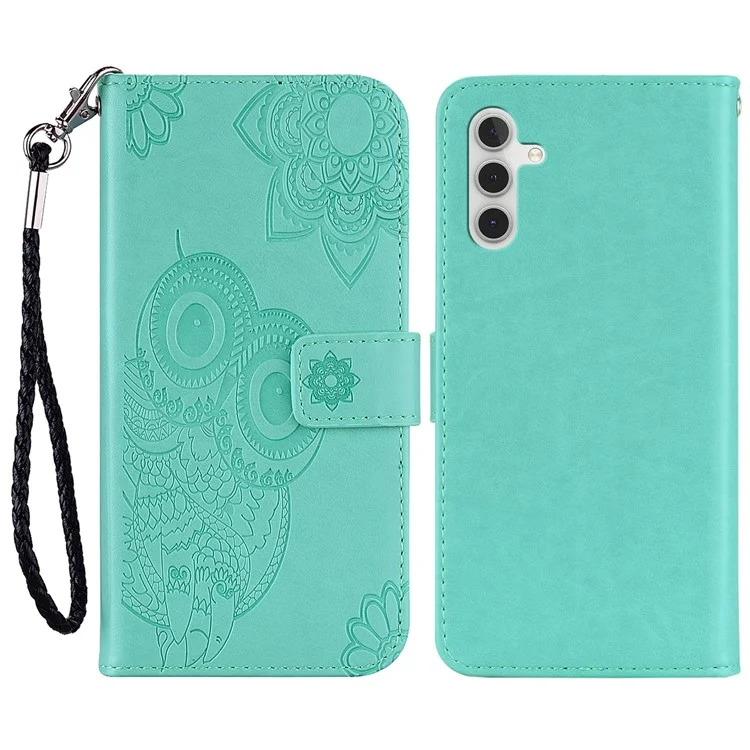 Для Samsung Galaxy A05s 4G Чехол Owl Pattern PU Leather Wallet Phone Protective Cover - Cyan