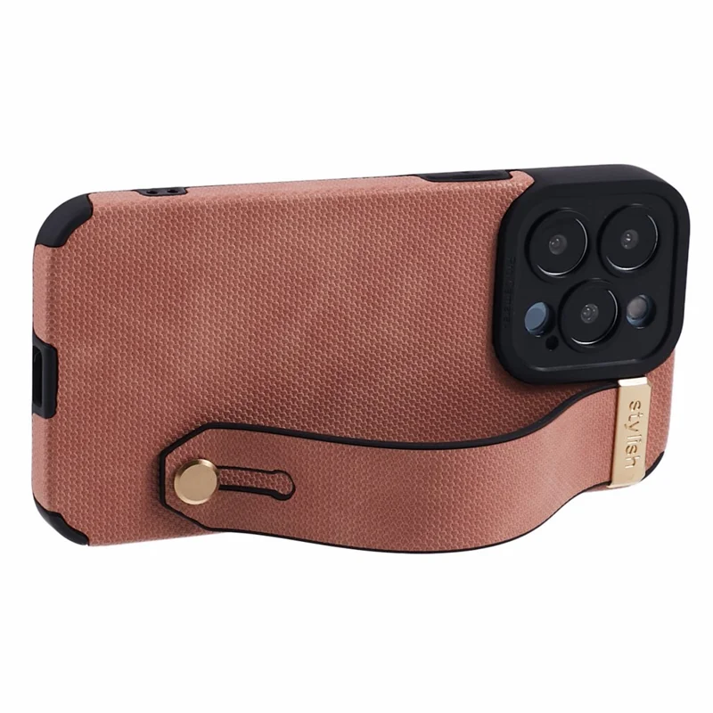Morandi Style per iPhone 14 Pro Case Wristband TPU+PU Leather Phone Kickstand Cover - Rosa