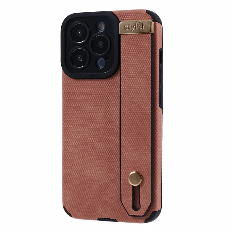 Morandi Style per iPhone 13 Pro Case Kickstand Design PU Leather Coated TPU Cover - Pink