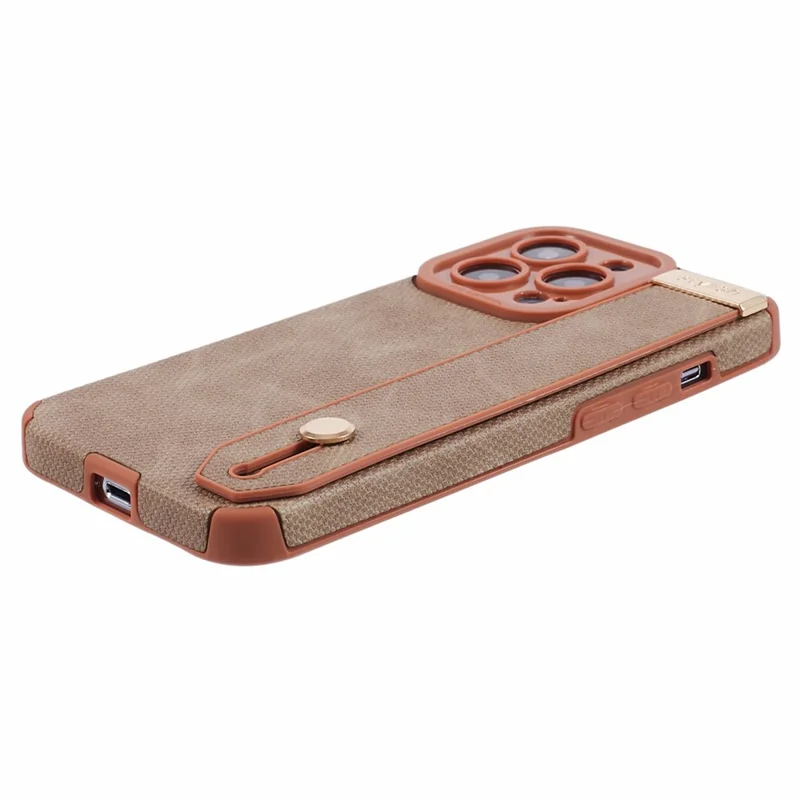 Morandi Style for iPhone 13 Pro Case Kickstand Design PU Leather Coated TPU Cover - Brown