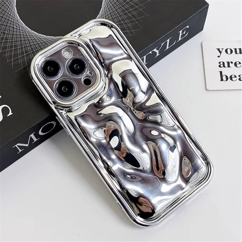 For iPhone 15 Pro Case TPU Meteorite Texture Electroplated Anti-fall Phone Cover - Silver