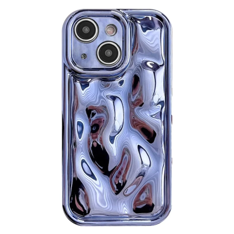 For iPhone 15 Case Electroplated Meteorite Texture Soft TPU Phone Cover - Blue