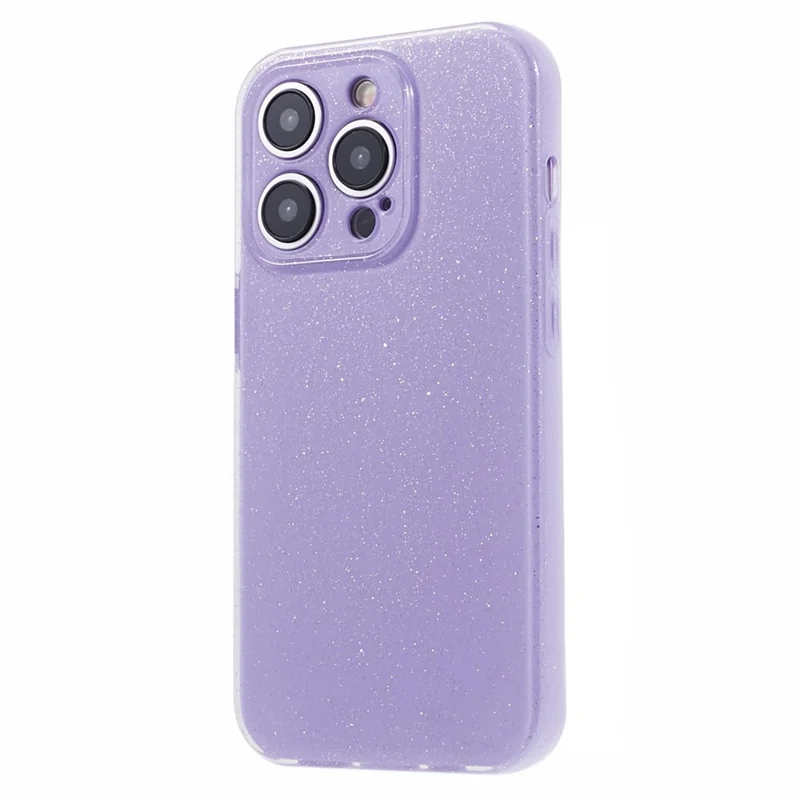 For iPhone 15 Pro Max Case Glitter Powder Flexible TPU Phone Protective Cover - Purple