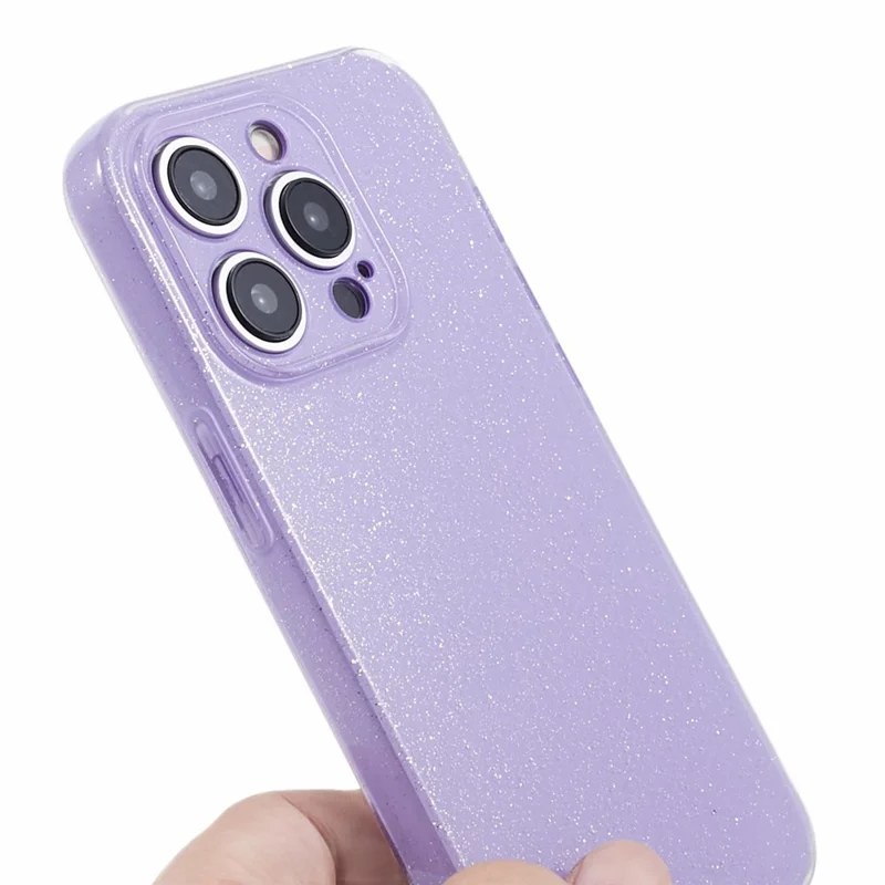 For iPhone 15 Pro Max Case Glitter Powder Flexible TPU Phone Protective Cover - Purple