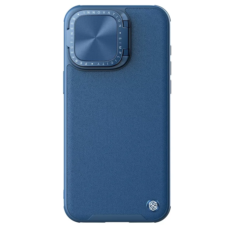 NILLKIN CamShield Prop For iPhone 15 Pro Max Étui de protection pour l'appareil photo Couverture en cuir PU + PC + TPU - Bleu