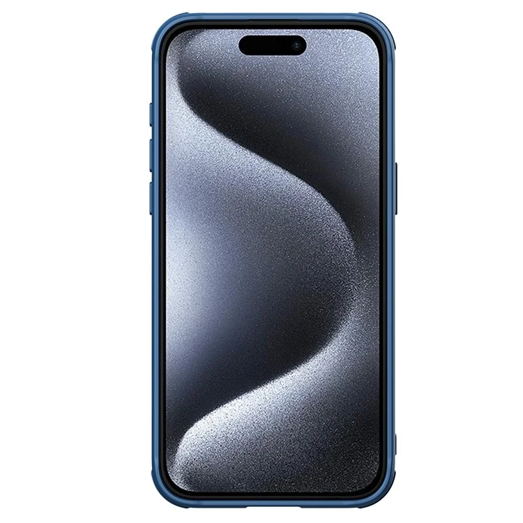 NILLKIN CamShield Prop For iPhone 15 Pro Max Étui de protection pour l'appareil photo Couverture en cuir PU + PC + TPU - Bleu