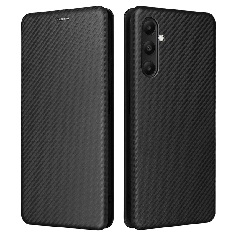 Para Samsung Galaxy A05s 4G Case Textura de Fibra de Carbono Capa de Telefone de Couro PU com Slot para Cartão - Preto