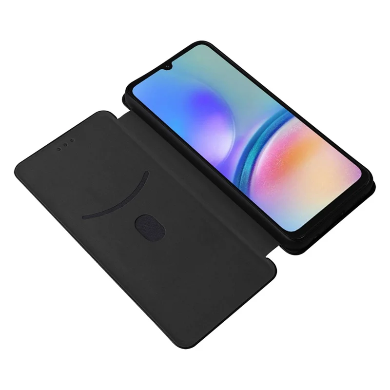Para Samsung Galaxy A05s 4G Case Textura de Fibra de Carbono Capa de Telefone de Couro PU com Slot para Cartão - Preto