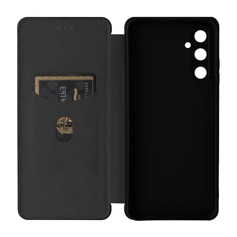 Para Samsung Galaxy A05s 4G Case Textura de Fibra de Carbono Capa de Telefone de Couro PU com Slot para Cartão - Preto