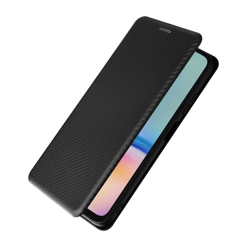 Para Samsung Galaxy A05s 4G Case Textura de Fibra de Carbono Capa de Telefone de Couro PU com Slot para Cartão - Preto