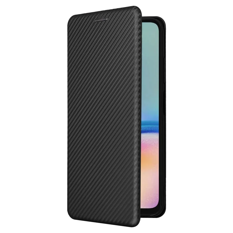 Para Samsung Galaxy A05s 4G Case Textura de Fibra de Carbono Capa de Telefone de Couro PU com Slot para Cartão - Preto