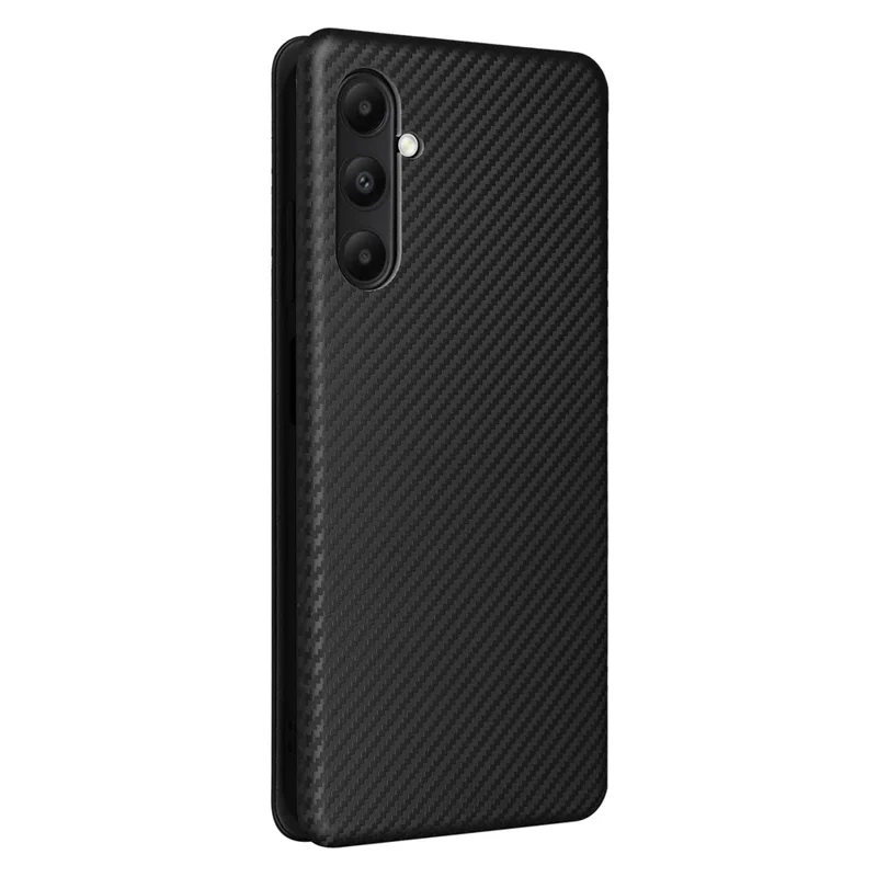 Para Samsung Galaxy A05s 4G Case Textura de Fibra de Carbono Capa de Telefone de Couro PU com Slot para Cartão - Preto