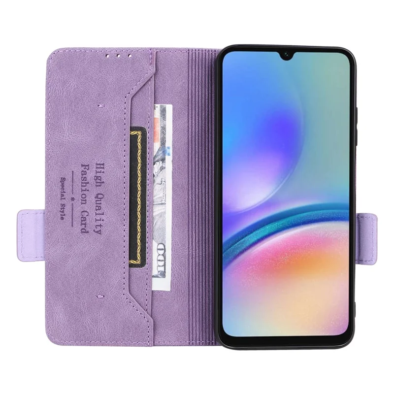For Samsung Galaxy A05s 4G Case Hardware Decor PU Leather Phone Cover - Purple