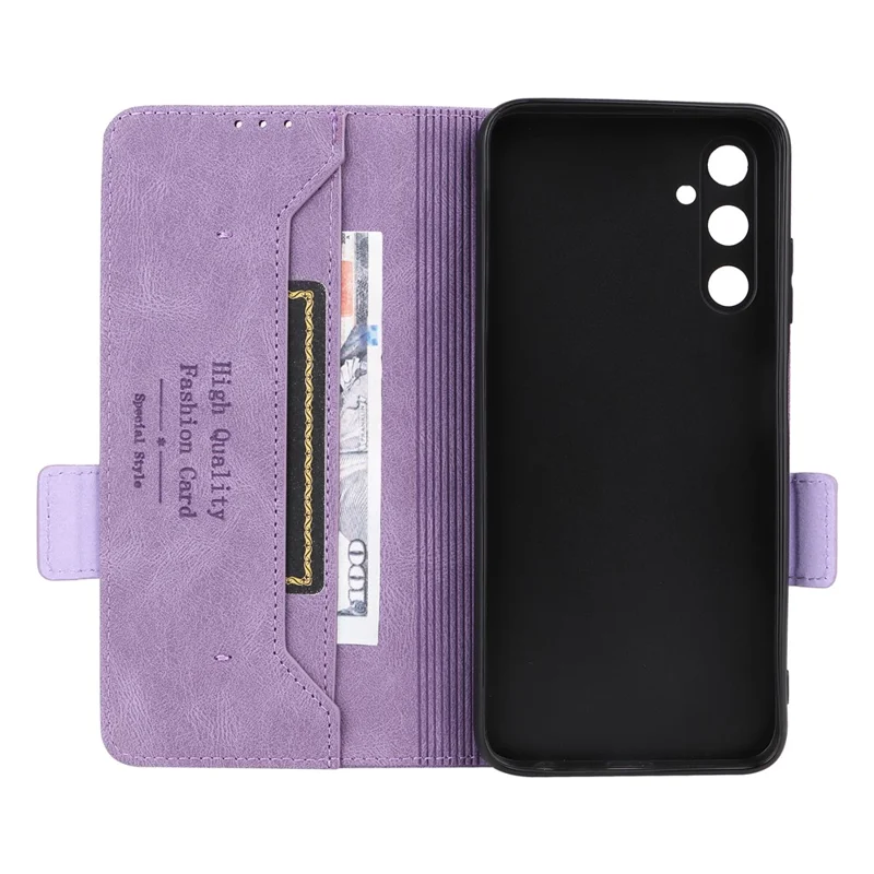 For Samsung Galaxy A05s 4G Case Hardware Decor PU Leather Phone Cover - Purple