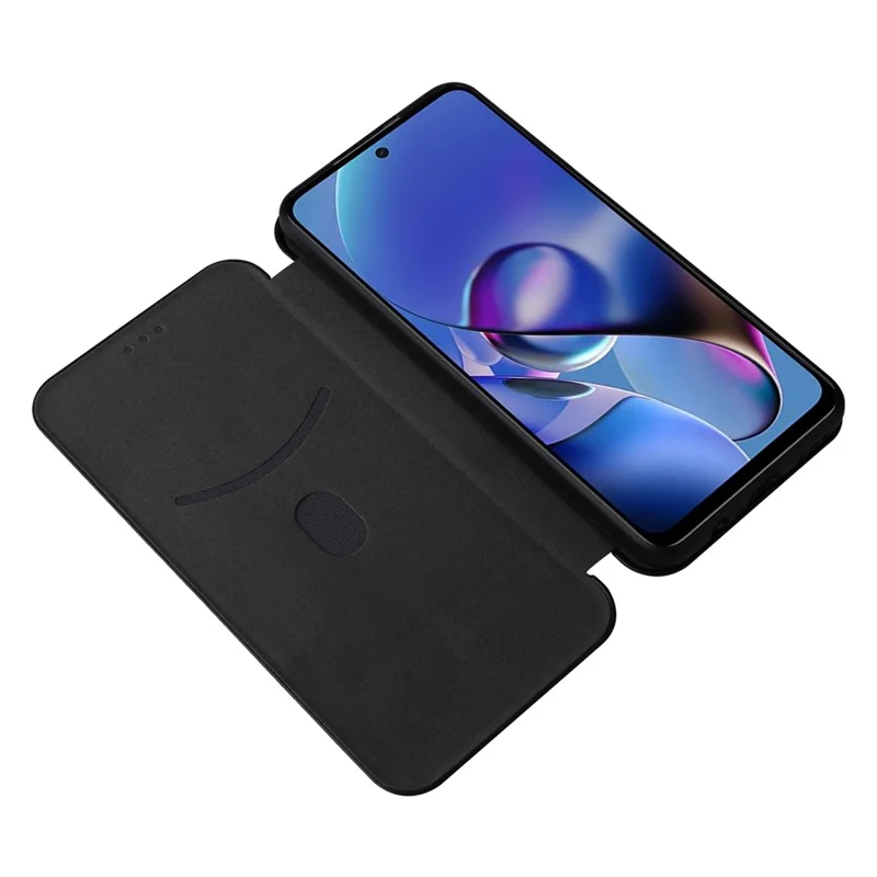 For Motorola Moto G54 5G Case Card Holder Carbon Fiber Texture Anti-drop Leather Cover - Black