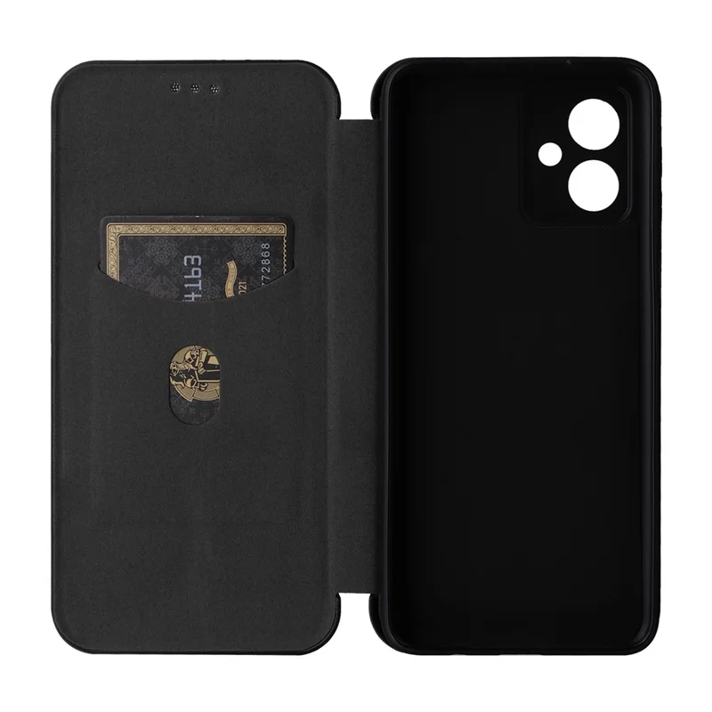 For Motorola Moto G54 5G Case Card Holder Carbon Fiber Texture Anti-drop Leather Cover - Black