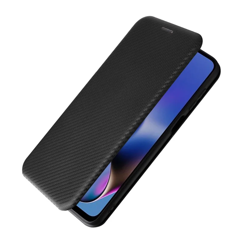 For Motorola Moto G54 5G Case Card Holder Carbon Fiber Texture Anti-drop Leather Cover - Black