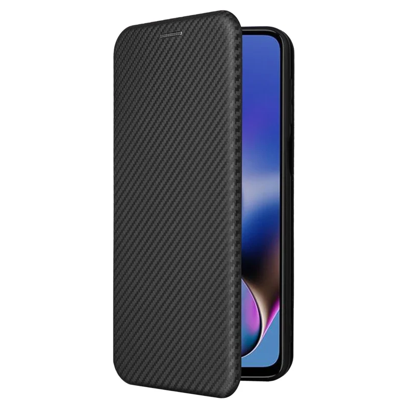 For Motorola Moto G54 5G Case Card Holder Carbon Fiber Texture Anti-drop Leather Cover - Black