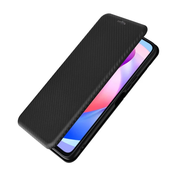 For Honor X6a 4G Case Card Holder Fall Proof Carbon Fiber Texture Leather Cover - Black
