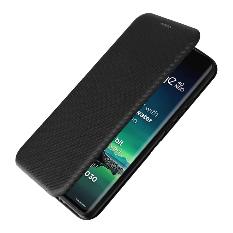 Para Motorola Edge 40 Neo 5G Case Porta-cartões Anti-arranhões Textura de Fibra de Carbono Capa de Couro - Preto