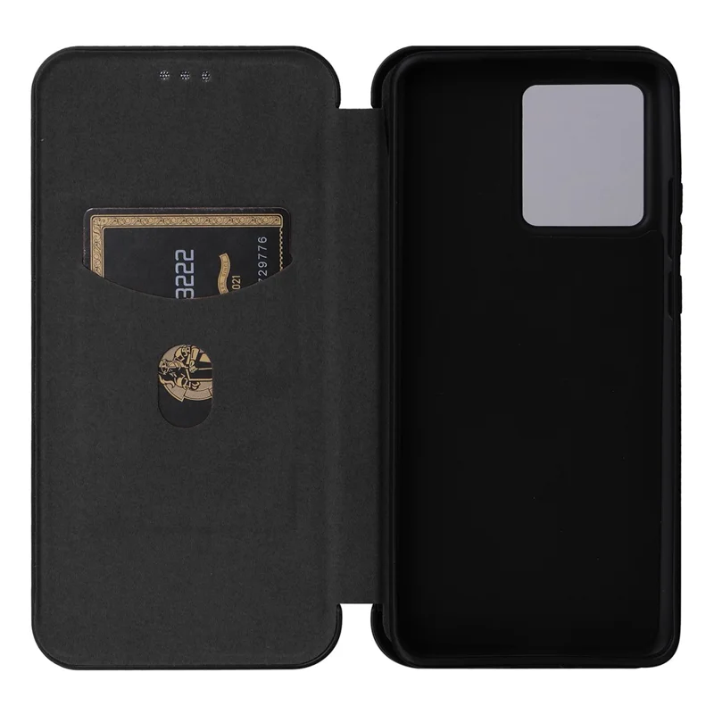 Para Motorola Edge 40 Neo 5G Case Porta-cartões Anti-arranhões Textura de Fibra de Carbono Capa de Couro - Preto