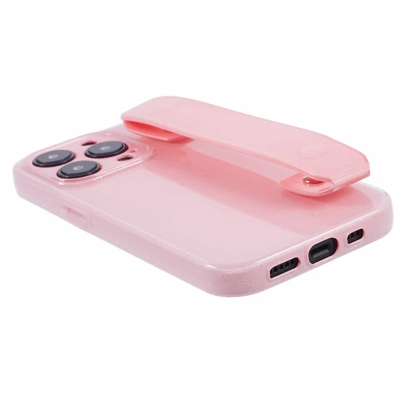 For iPhone 14 Pro Kickstand Case Glittery Soft TPU Phone Cover - Pink
