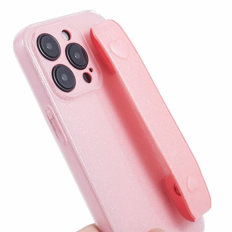 For iPhone 14 Pro Kickstand Case Glittery Soft TPU Phone Cover - Pink