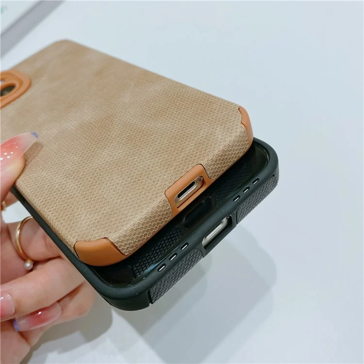 Morandi-Stil Handyhülle für iPhone 13 Case TPU+PU-Leder-Schale - Braun