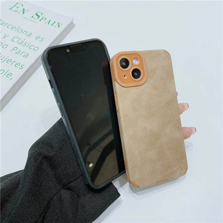 Morandi-Stil Handyhülle für iPhone 13 Case TPU+PU-Leder-Schale - Braun
