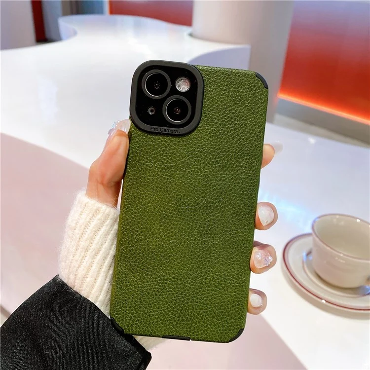 Für iPhone 13 Case Anti-Scratch PU-Leder + TPU Handy-Rückabdeckung - Grün