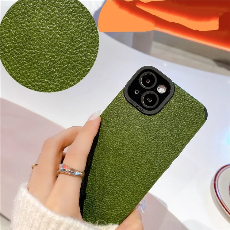 Für iPhone 13 Case Anti-Scratch PU-Leder + TPU Handy-Rückabdeckung - Grün
