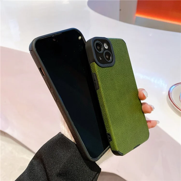 Für iPhone 13 Case Anti-Scratch PU-Leder + TPU Handy-Rückabdeckung - Grün