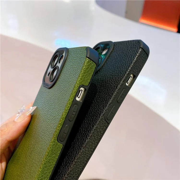 Für iPhone 13 Case Anti-Scratch PU-Leder + TPU Handy-Rückabdeckung - Grün