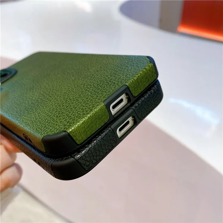 Für iPhone 13 Case Anti-Scratch PU-Leder + TPU Handy-Rückabdeckung - Grün