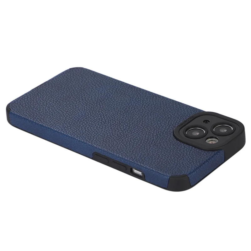For iPhone 13 Case Anti-Scratch PU Leather + TPU Phone Back Cover - Blue