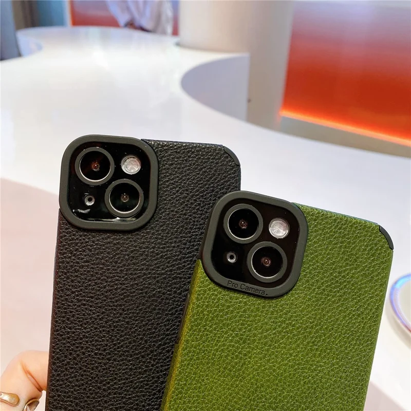 For iPhone 13 Case Anti-Scratch PU Leather + TPU Phone Back Cover - Blue