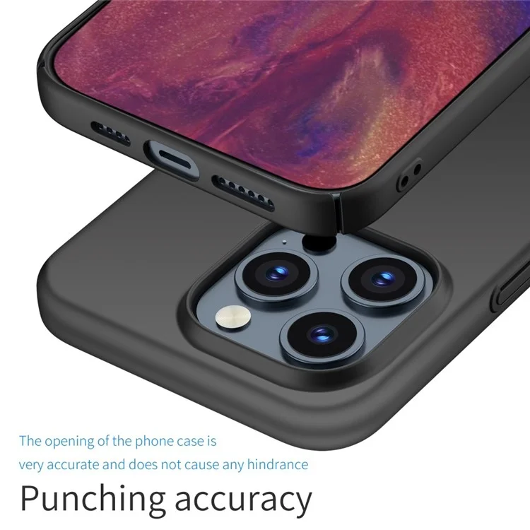For iPhone 15 Pro Max PC Phone Case Anti-scratch Phone Cover Solid Color Shell - Black