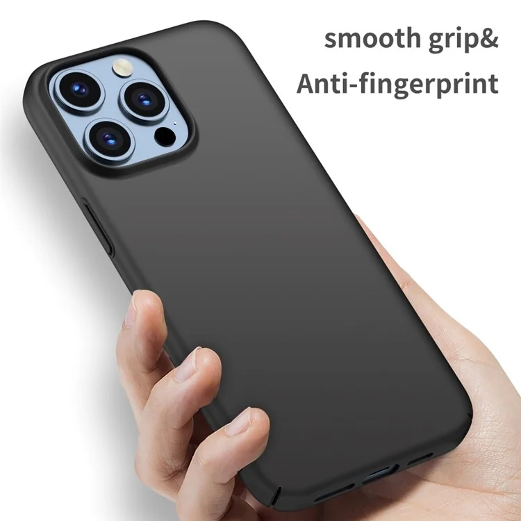 For iPhone 15 Pro Max PC Phone Case Anti-scratch Phone Cover Solid Color Shell - Black