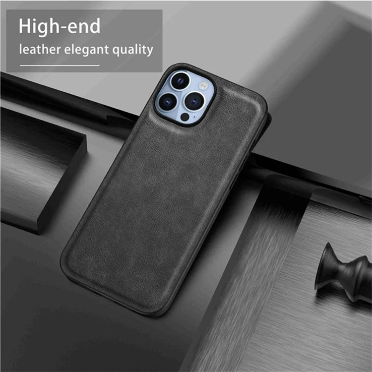 Funda para teléfono para iPhone 15 Pro Max Case PU Leather Coated TPU+PC Smartphone Shell - Negro