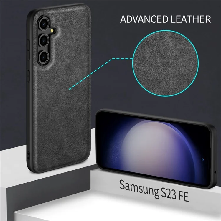 Für Samsung Galaxy S23 FE Hülle Slim-Fit PU Leder+TPU+PC Abdeckung Retro Handy-Hülle - Schwarz
