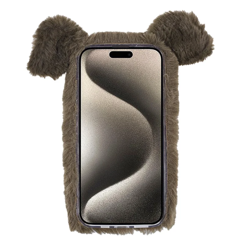 For iPhone 15 Pro Max Case Cute Pig Design Plush + TPU Soft Anti-drop Phone Cover - Green