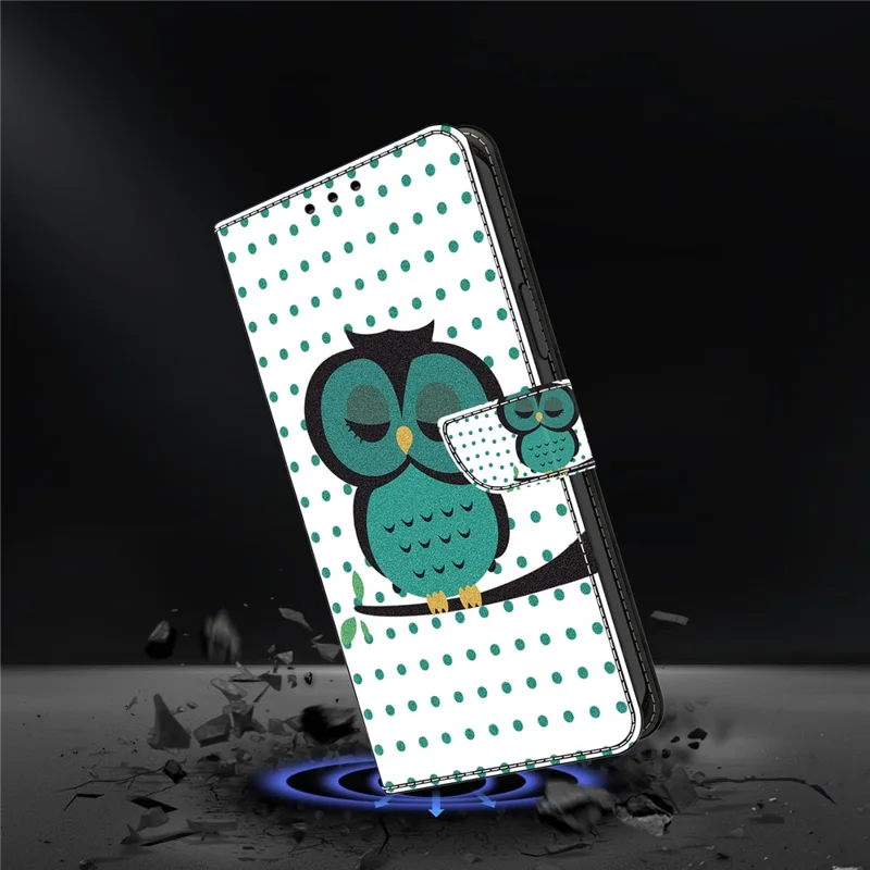 For Xiaomi Redmi Note 12 4G Case Shockproof Phone Case Leather Flip Wallet Cover - Sleeping Owl