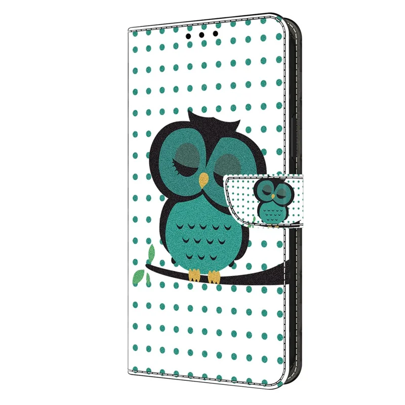 For Xiaomi Redmi Note 12 4G Case Shockproof Phone Case Leather Flip Wallet Cover - Sleeping Owl