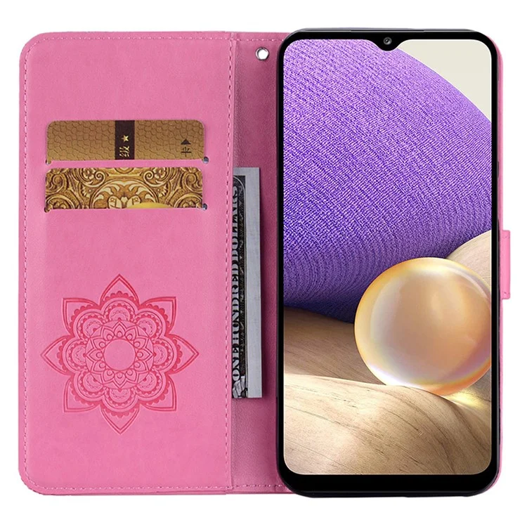 Für Samsung Galaxy A15 4G Case Rhinestone Decor Leder Stand Handy Geldbörse Abdeckung - Rose