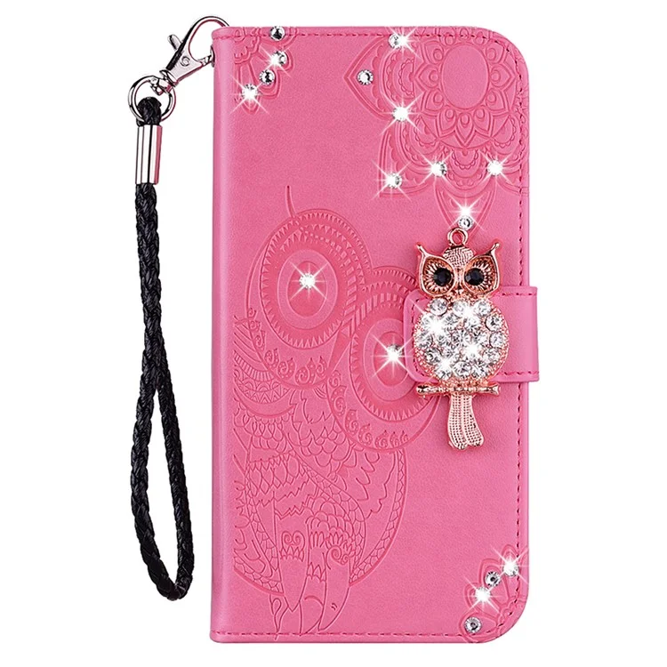Für Samsung Galaxy A15 4G Case Rhinestone Decor Leder Stand Handy Geldbörse Abdeckung - Rose